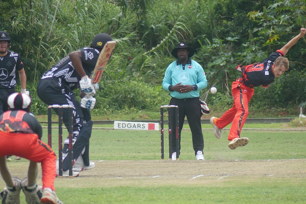 Clifton's Dan Rea (bowling) top scored for his team and picked up a wicket, but Hilton College came away with a convincing win in their clash at the Crusaders Club. (Photo: Brad Morgan).