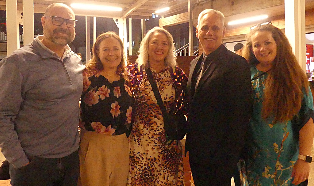 Among those enjoying the opening of the Clifton Art Festival were Steve Angelos, Nina Watson, Terry Angelos, Shaun McCabe, and Shelley Downham. (Photo: Brad Morgan).