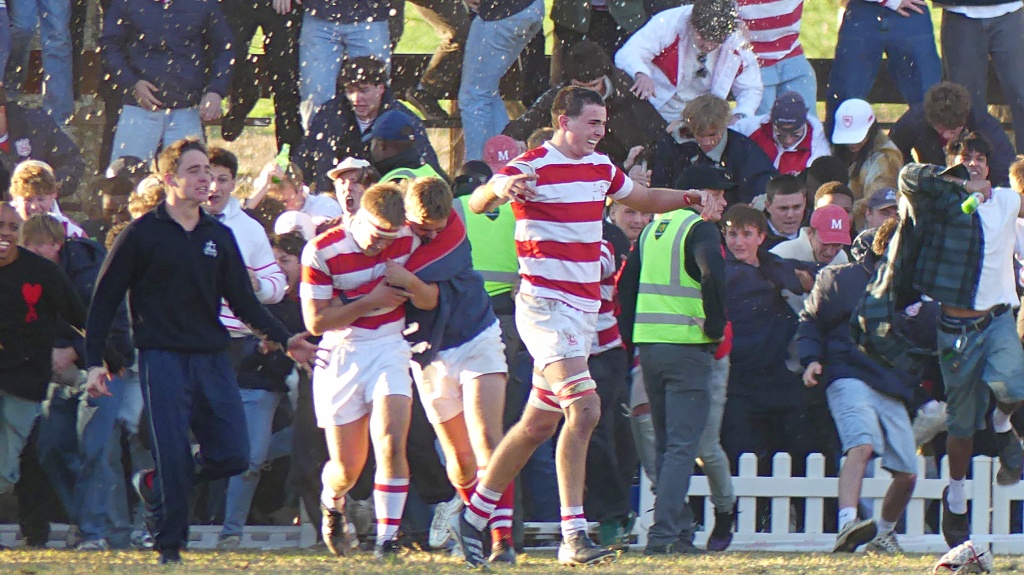 Michaelhouse's celebrations kick off after the final whistle blows. (Photo: Brad Morgan).