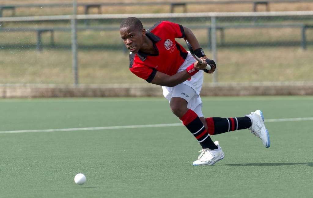Andile Lembethe puts some fizz on a pass during Maritzburg College's 4-0 win over Glenwood on Pape's Astro. (Photo: Justin Waldman Sports Photography). 