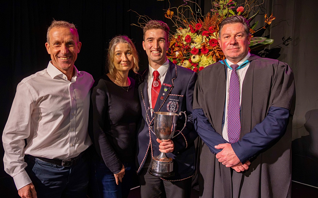 Kearsney's best all-rounder, Liam Botha, with his parents, Brett and Sandy, and Headmaster Patrick Lees. (Photo: Tamlyn Gabin).