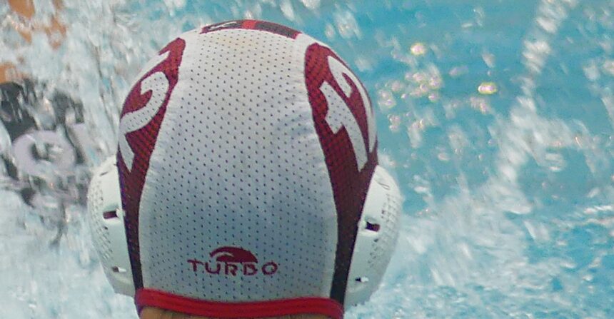 water-polo-clifton-richie-port-170926 (1) The man in the no. 12 cap. Richie Port, played his 100th match for the Clifton 1st team in their win over DHS.
