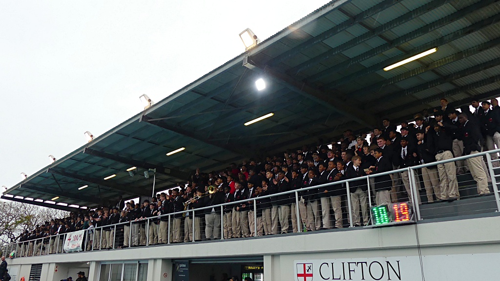 It's not often one sees a heaving grandstand at a schools' water polo match, but, befitting Clifton's status as one of the country's powerhouses in the sport, the Clifton Aquatic Centre rocked on the opening day of the 2026 Clifton Water Polo Tournament. (Photo: Brad Morgan).