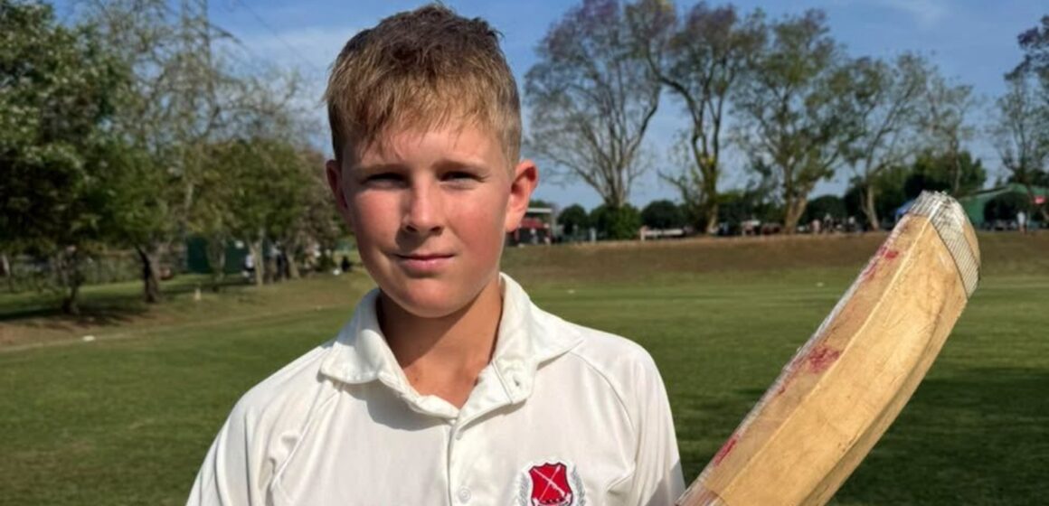 cricket-maritzburg-college-zach-greaves-131026 Zach Greaves led an extraordinary Maritzburg College U14A batting effort against Hilton College, scoring 117 off 112 balls. (Photo: Maritzburg College on Facebook).