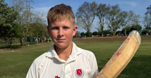 cricket-maritzburg-college-zach-greaves-131026 Zach Greaves led an extraordinary Maritzburg College U14A batting effort against Hilton College, scoring 117 off 112 balls. (Photo: Maritzburg College on Facebook).